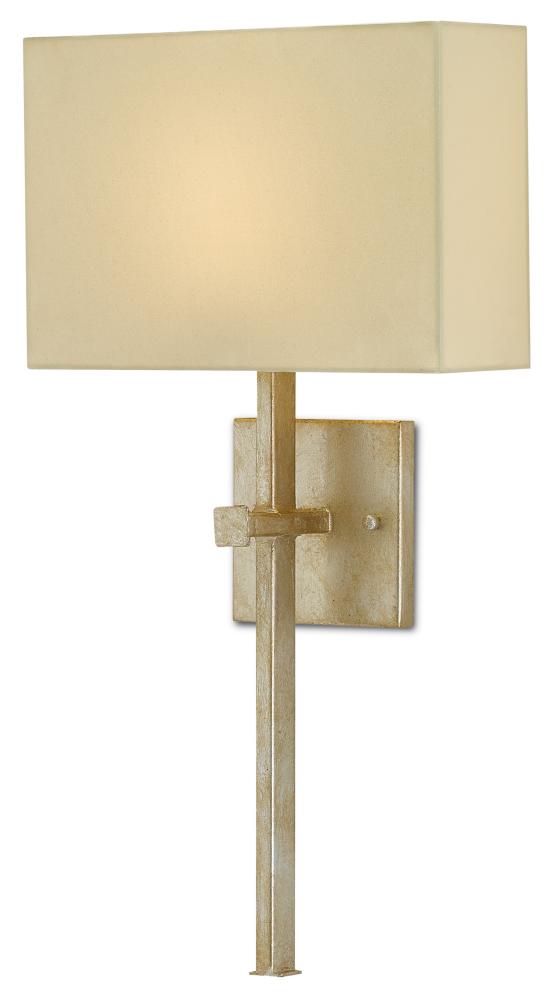 Ashdown Silver Wall Sconce, White Shade