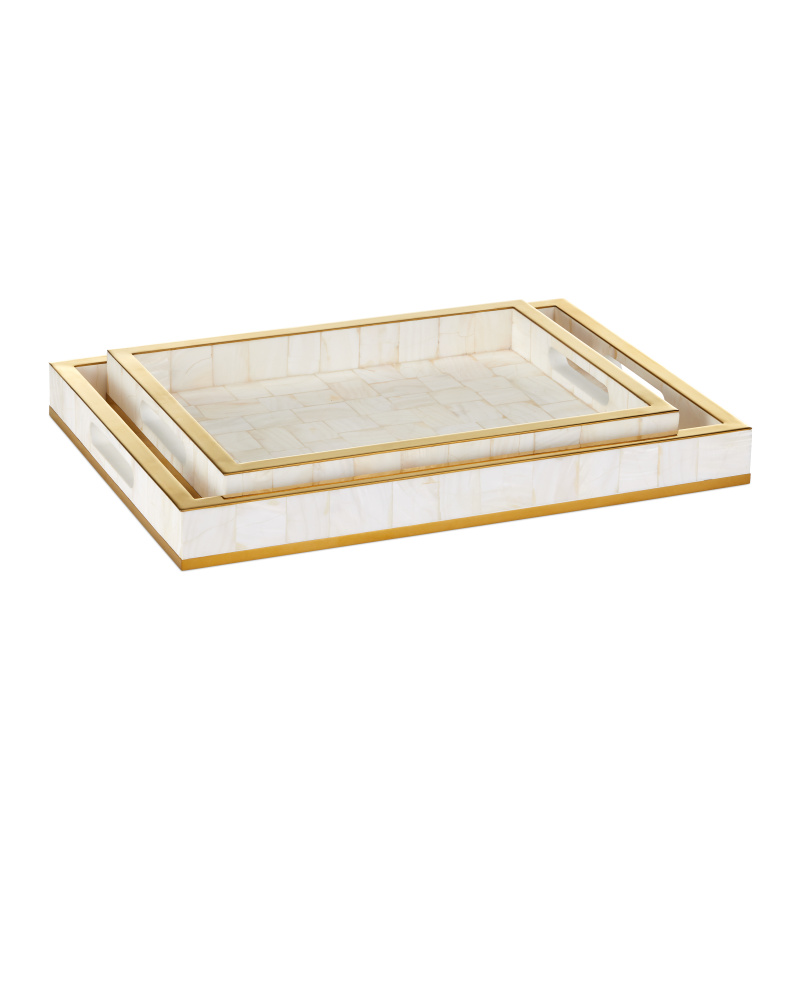 Casey Mother of Pearl Tray Set of 2